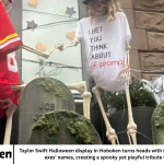 Taylor Swift Halloween display in Hoboken turns heads with tombstones featuring her exes’ names, creating a spooky yet playful tribute to her love life.